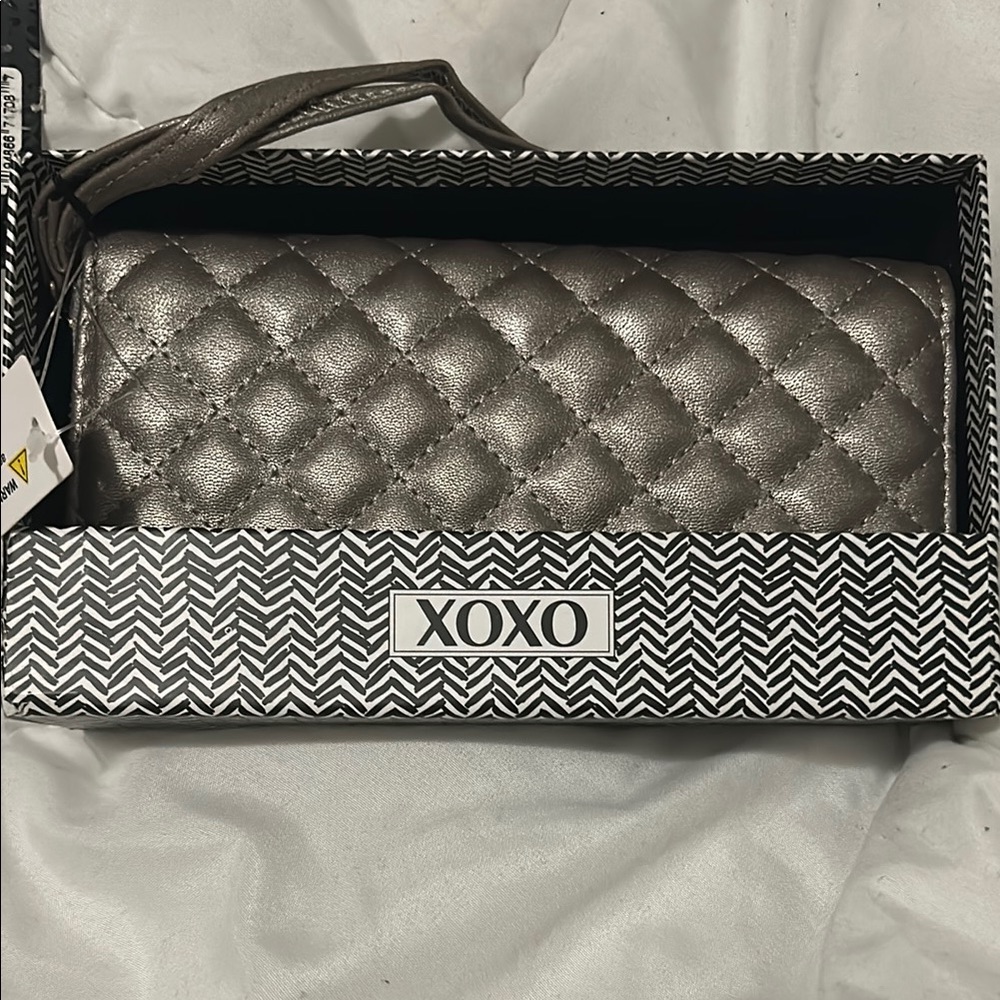 Dusty gold clutch, quilted metallic .